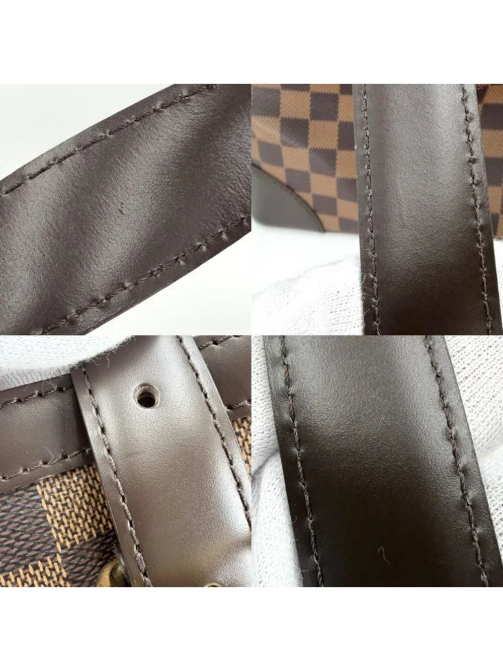 Louis Vuitton Tote Hampstead MM Handbag Shoulder Damier Canvas Brown Gold
